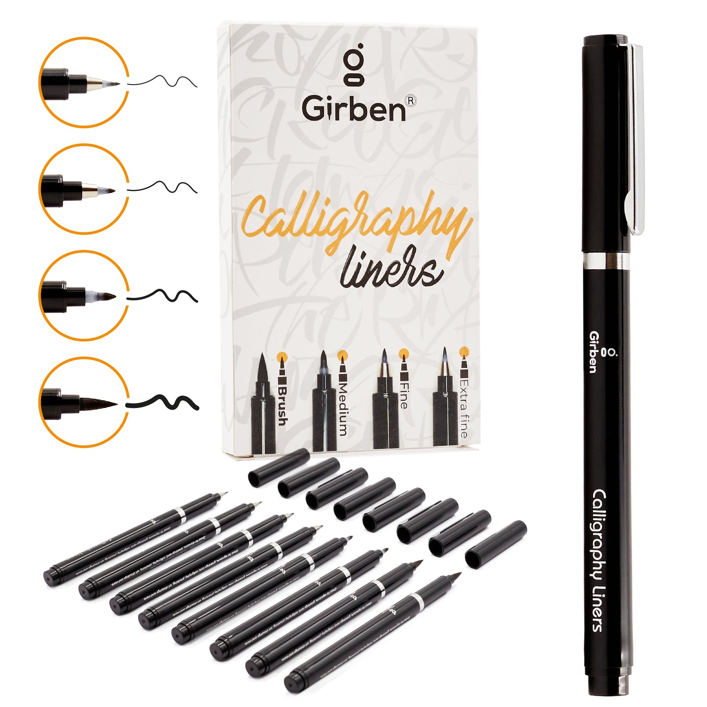 Pigment Calligraphy Liners - 4 diametri differenti x2