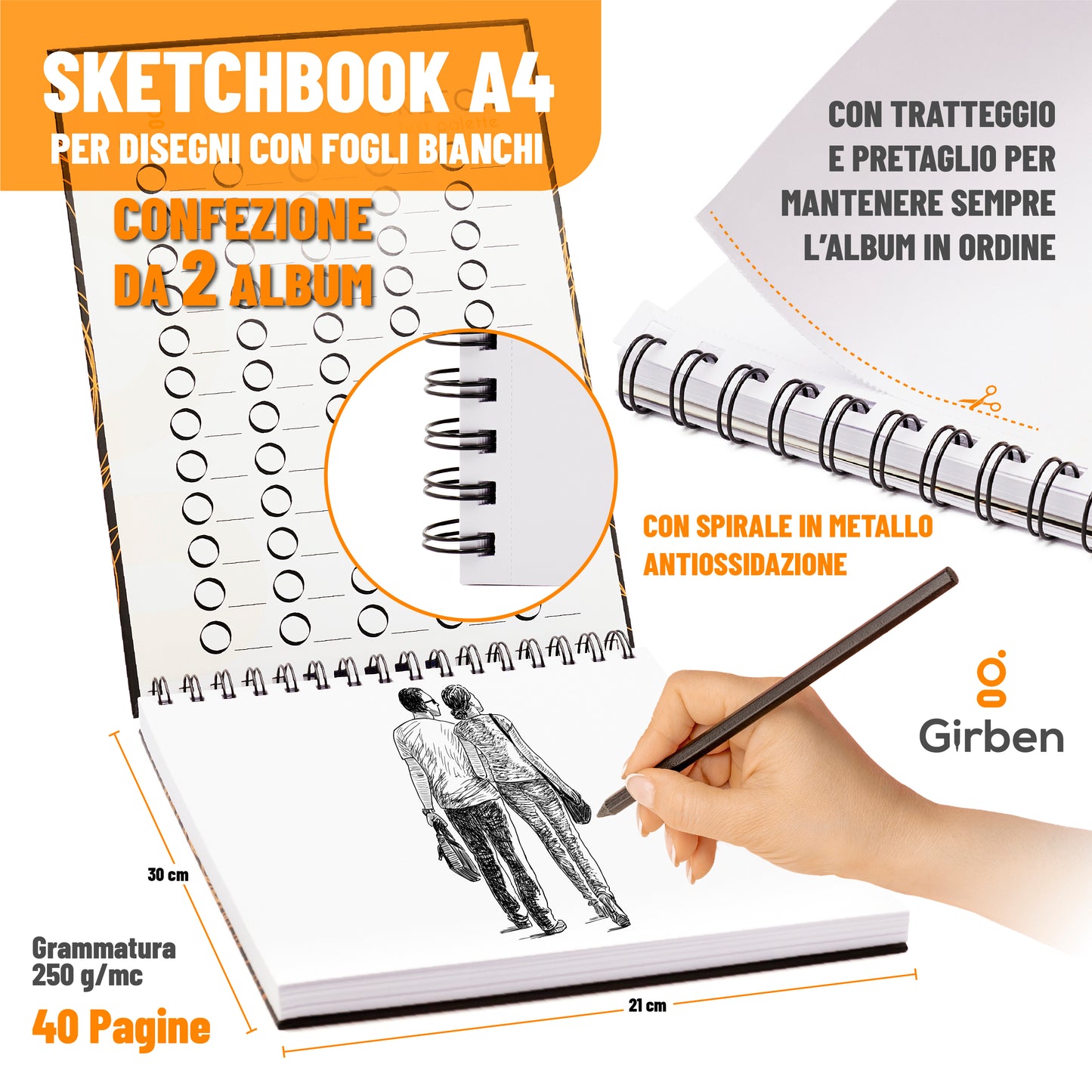 Sketchbook A4 x2 - 80 fogli 250gr/mq