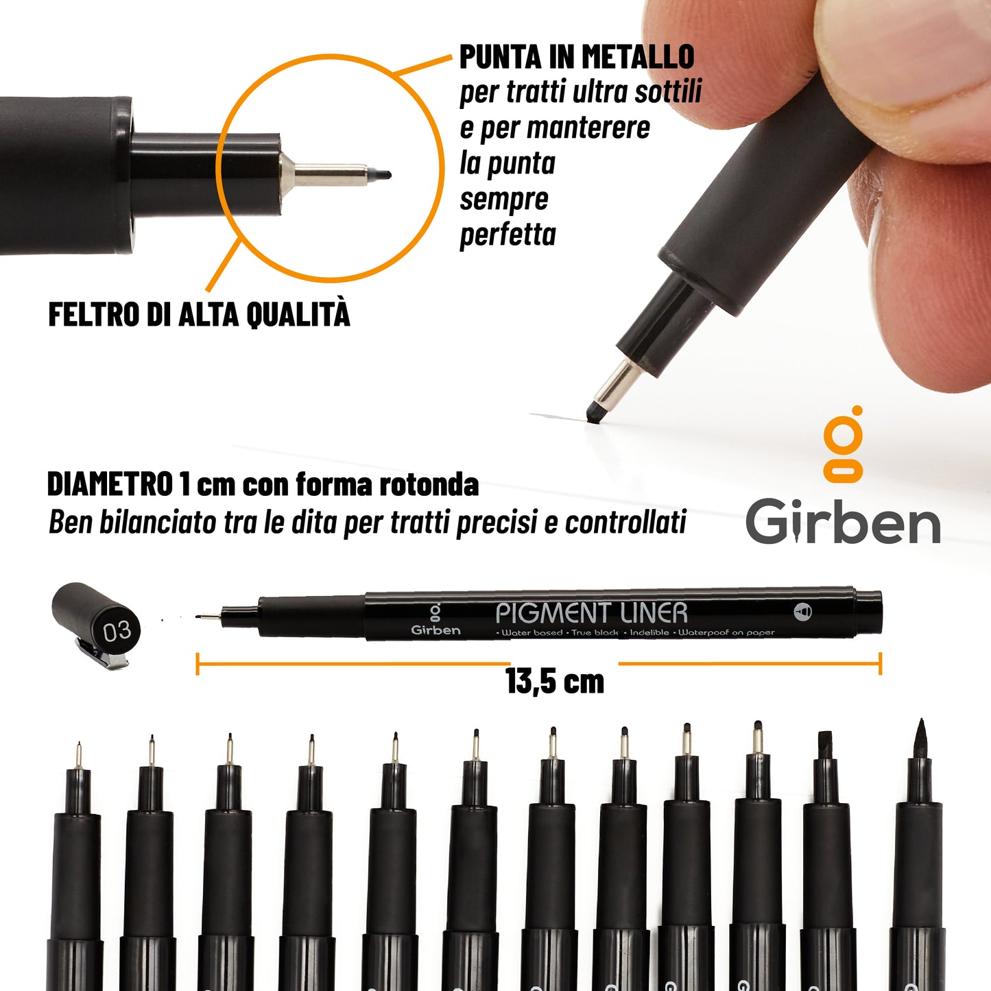 Pigment Liners - 12 spessori diversi