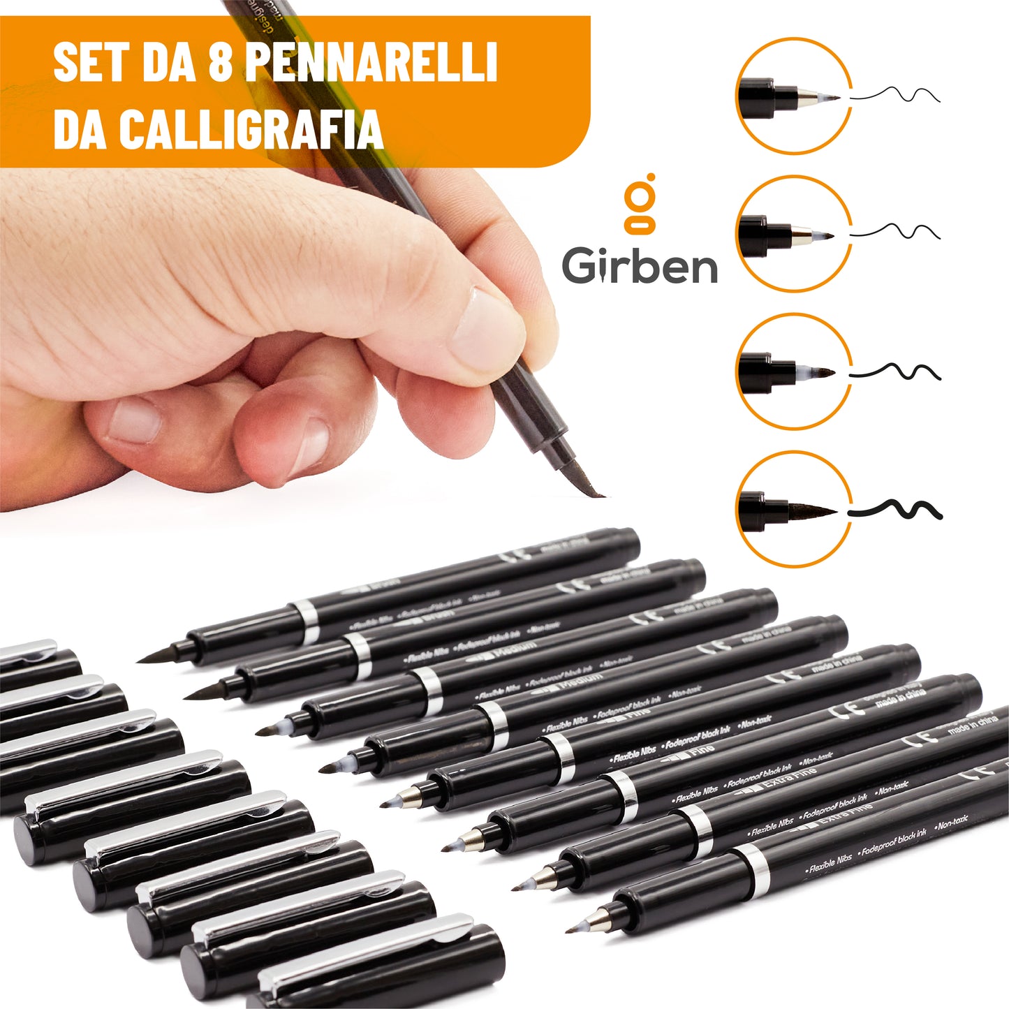 Pigment Calligraphy Liners - 4 diametri differenti x2