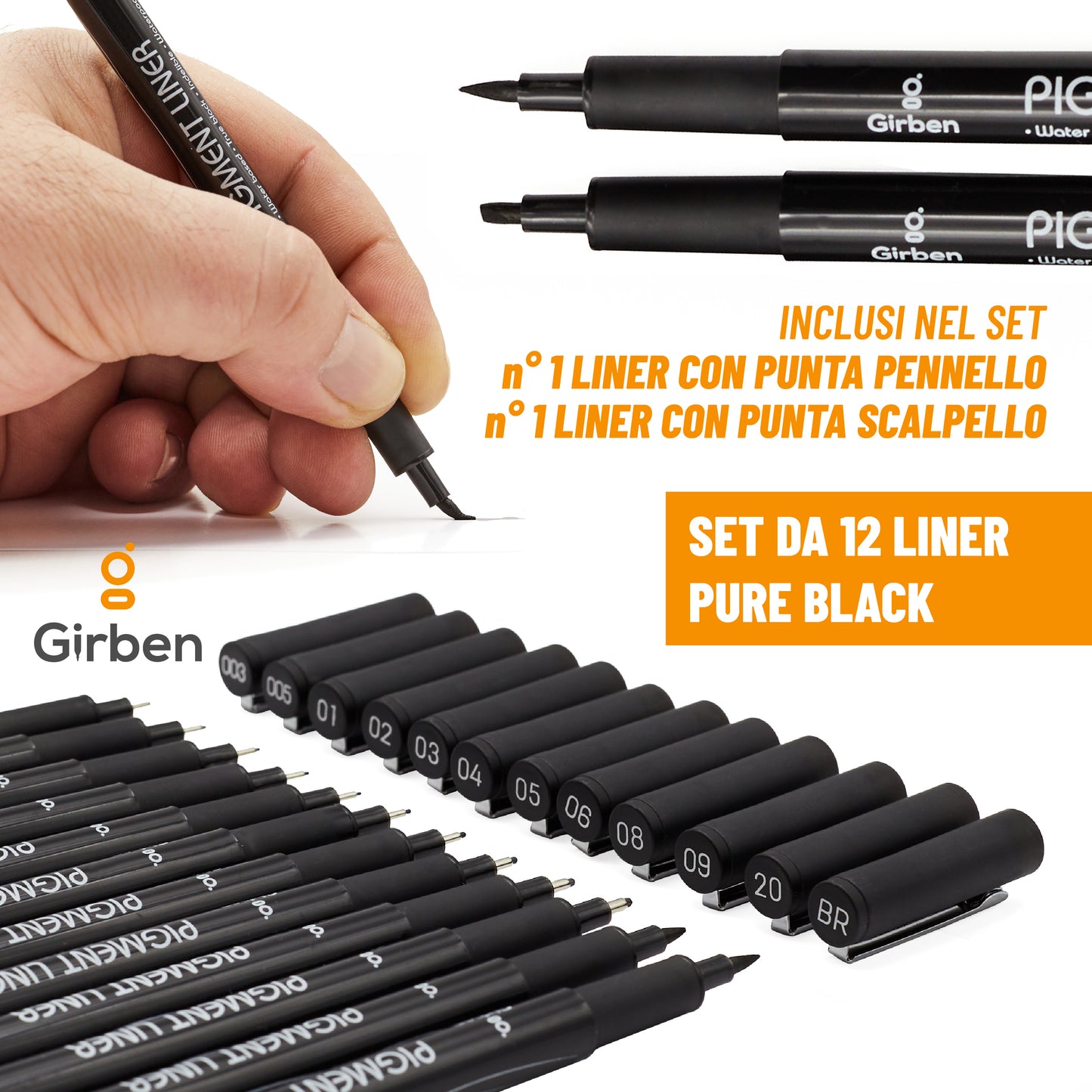 Pigment Liners - 12 spessori diversi