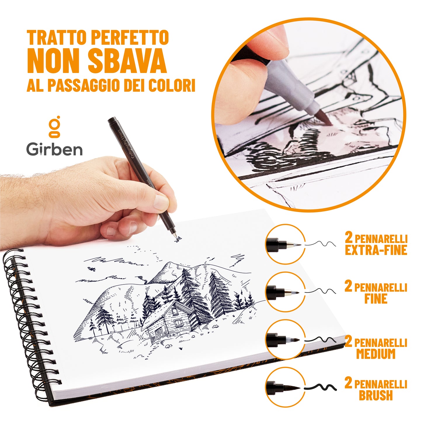 Pigment Calligraphy Liners - 4 diametri differenti x2
