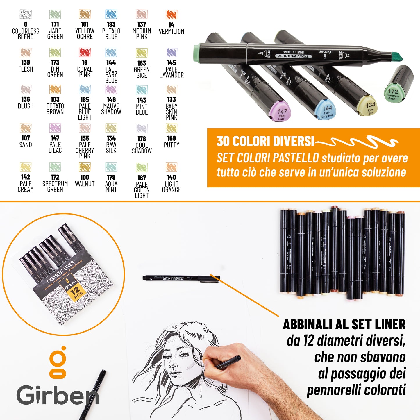 Markers Set Z - 30 colori pastello