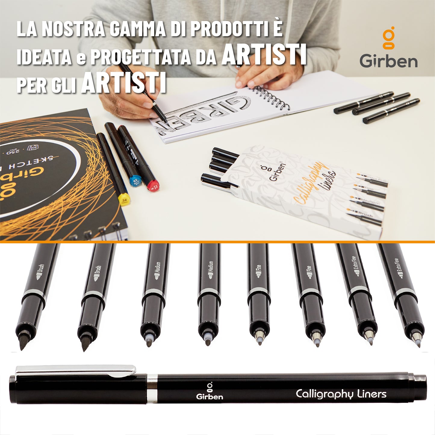 Pigment Calligraphy Liners - 4 diametri differenti x2