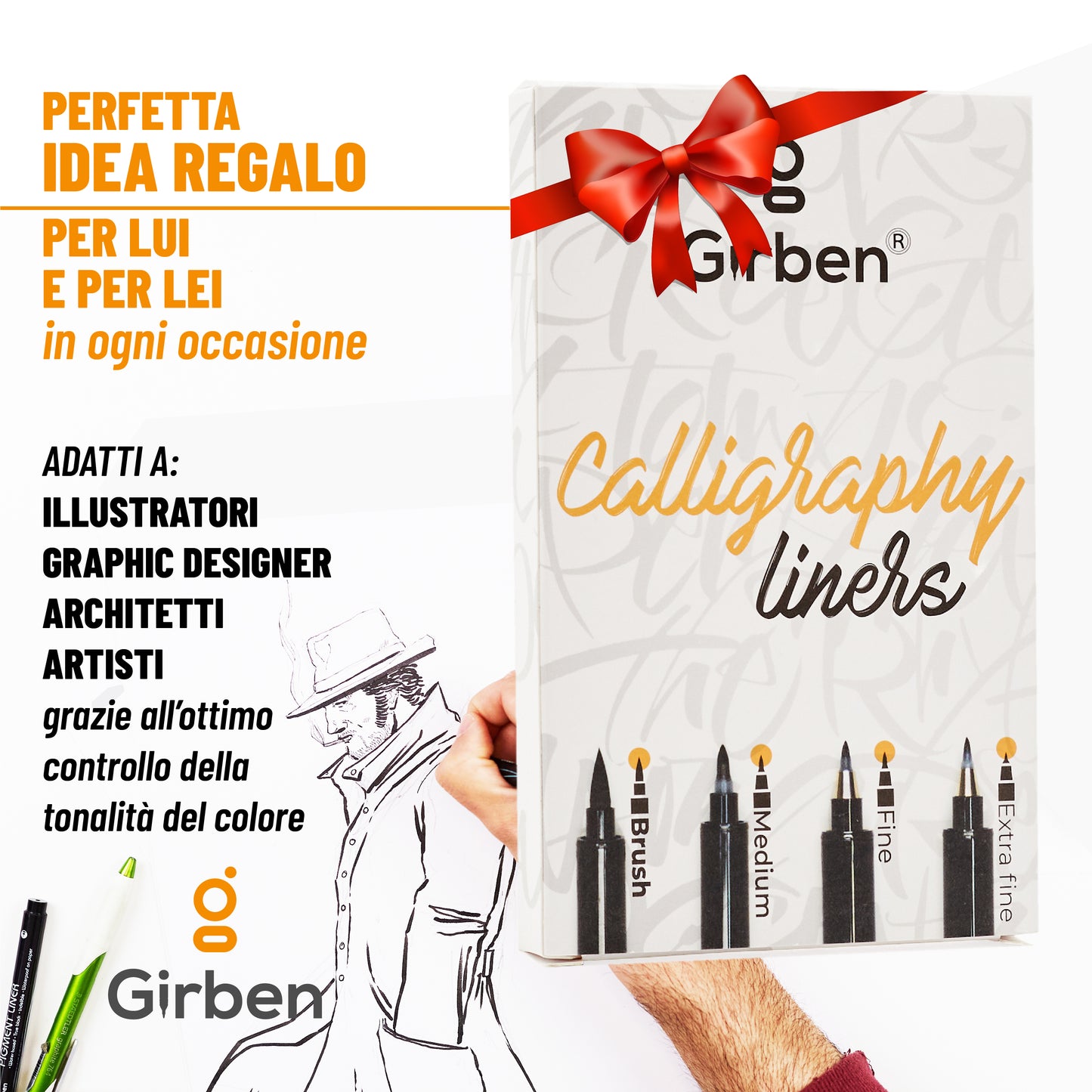 Pigment Calligraphy Liners - 4 diametri differenti x2