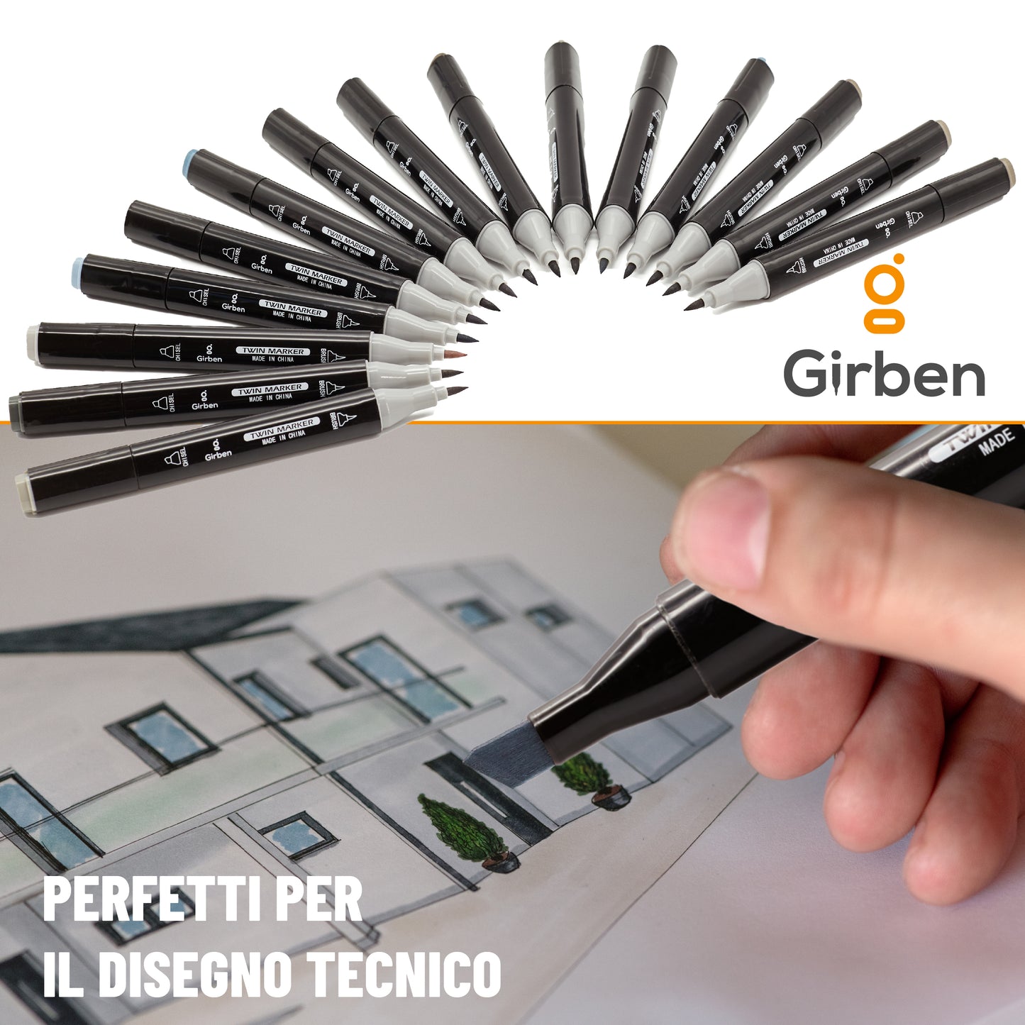 Markers Set G - 15 tonalità di grigio