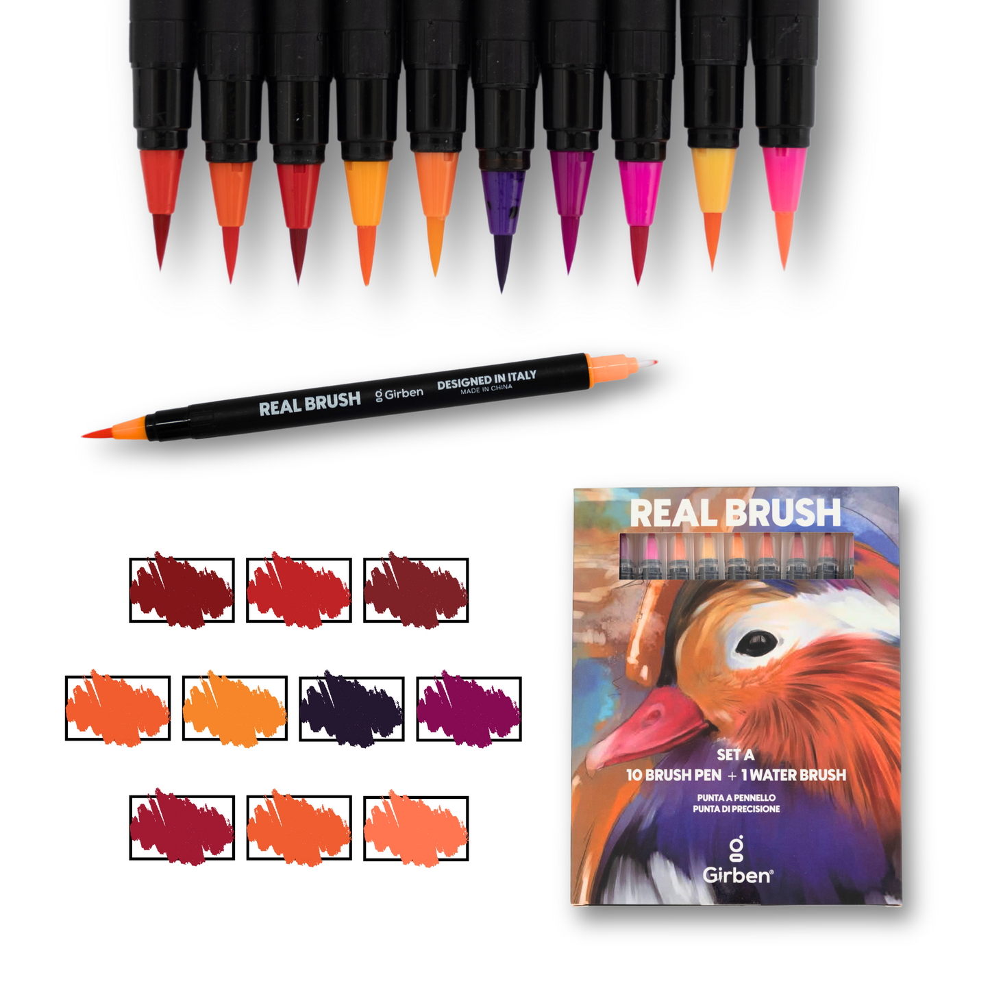 RealBrush Set A - 10 Pennarelli acquerellabili doppia punta