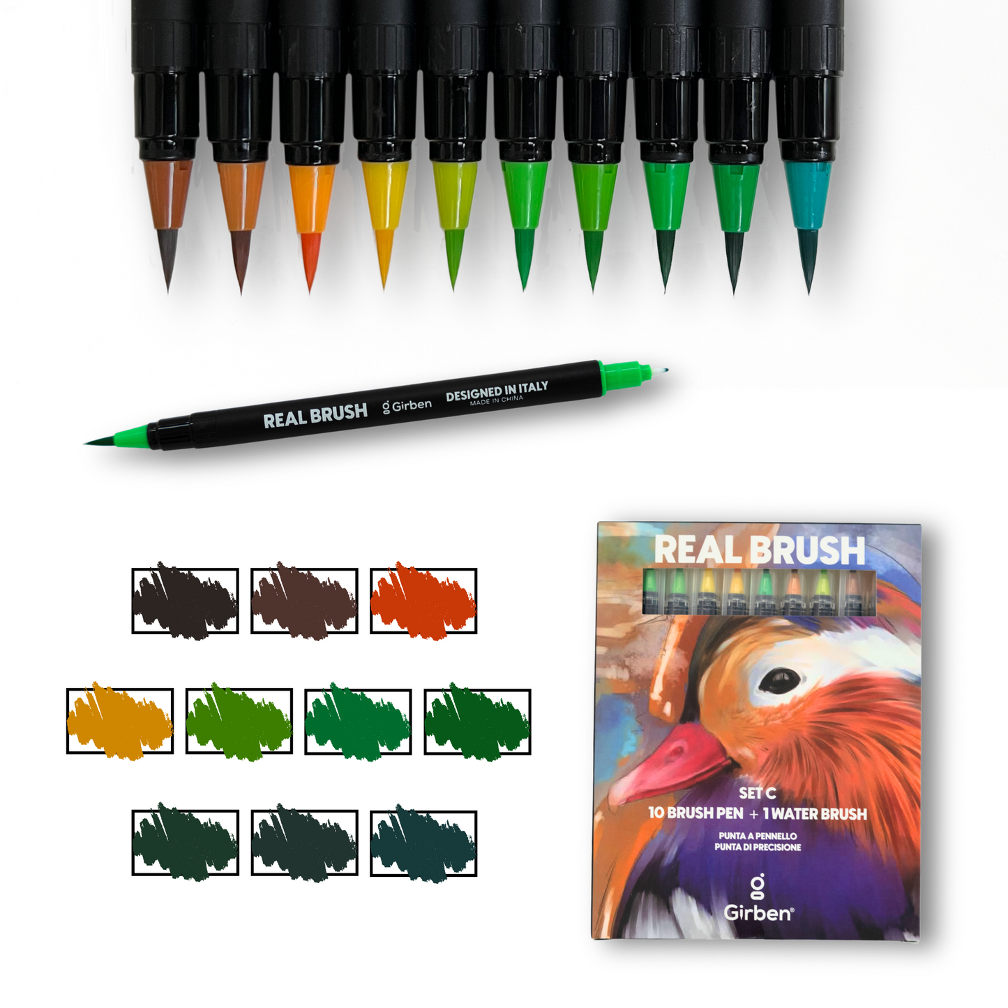 RealBrush Set C - 10 Pennarelli acquerellabili doppia punta