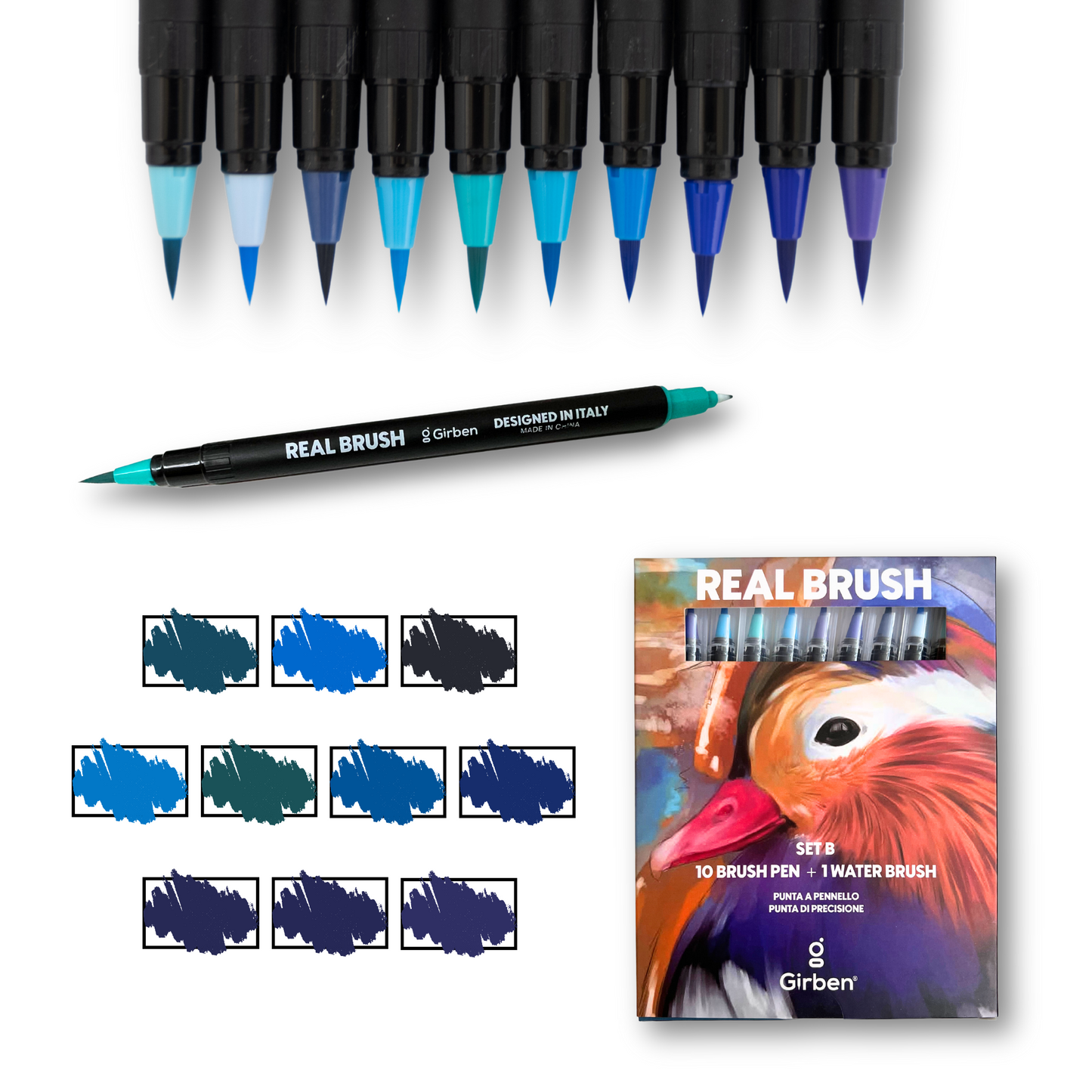 RealBrush Set B - 10 Pennarelli acquerellabili doppia punta