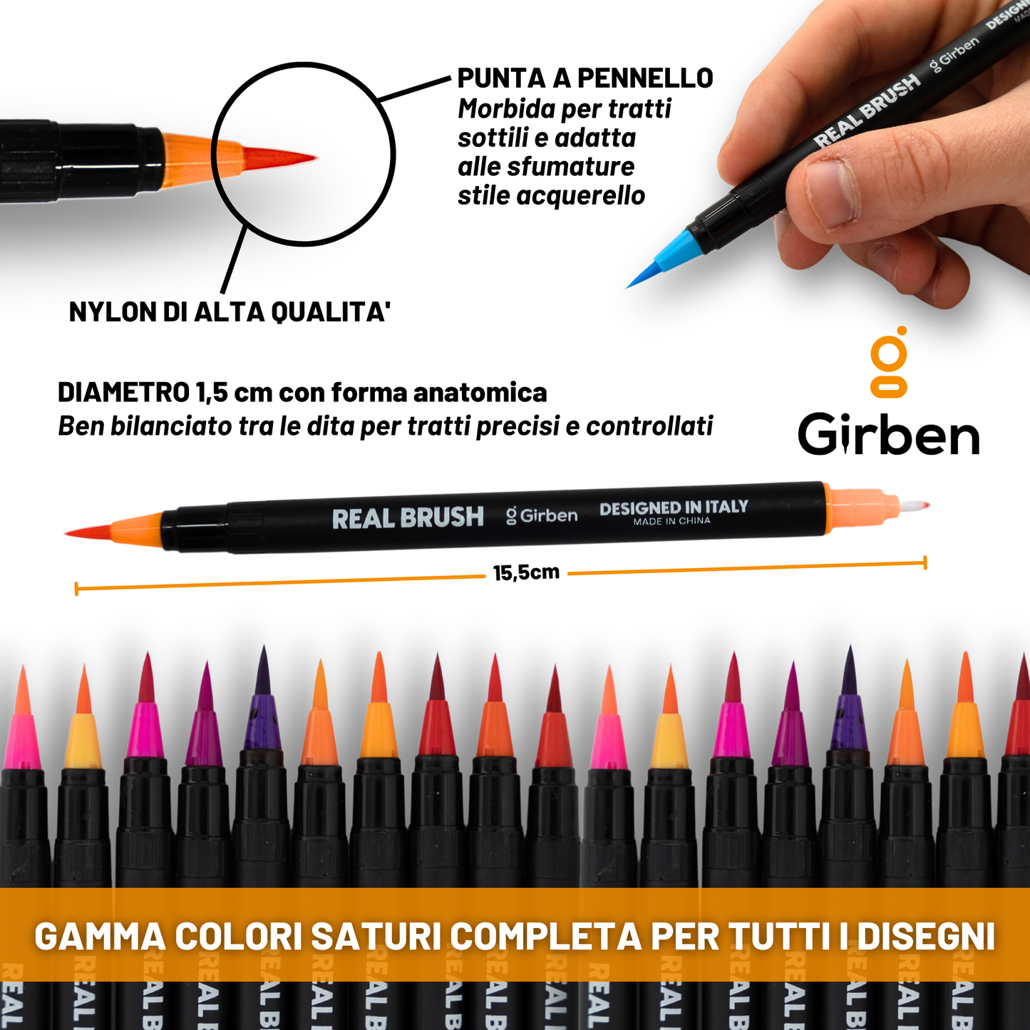 RealBrush Set B - 10 Pennarelli acquerellabili doppia punta