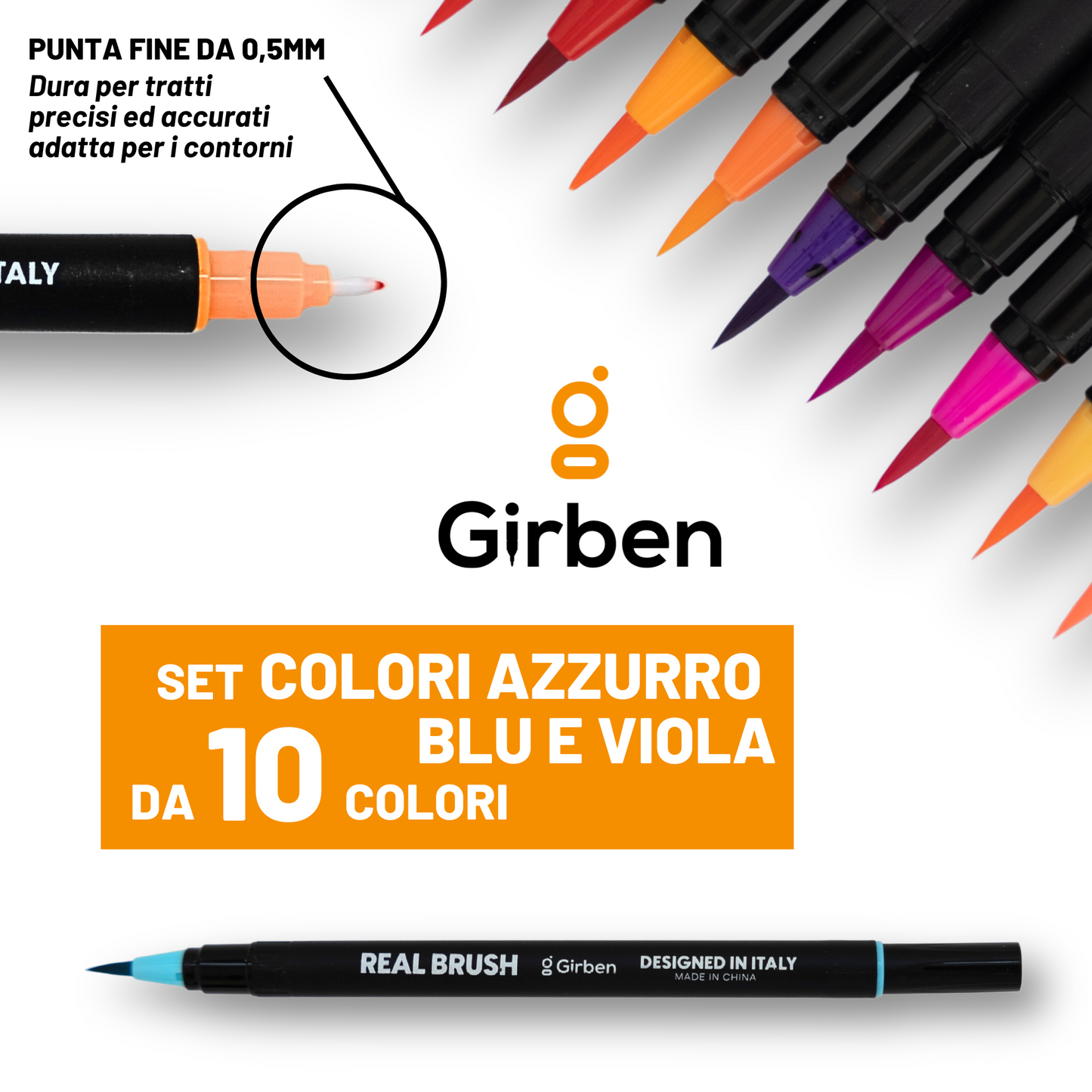 RealBrush Set B - 10 Pennarelli acquerellabili doppia punta