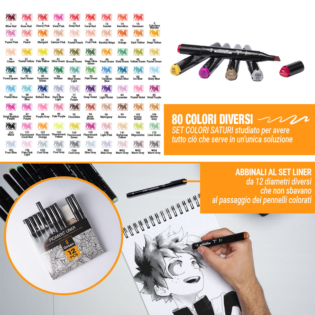 Markers Set Plus - 80 colori